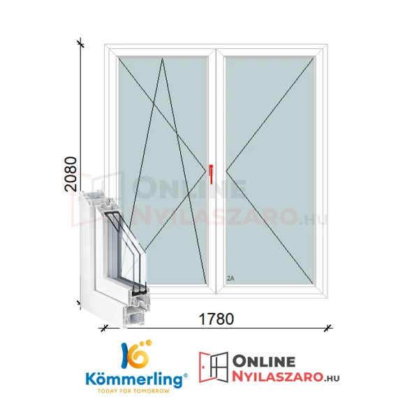 180x210 Cm Váltószárnyas Bukó-Nyíló+Nyíló műanyag erkélyajtó 3 rétegű üveggel
