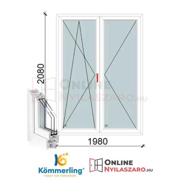 200x210 Cm Váltószárnyas Bukó-Nyíló+Nyíló műanyag erkélyajtó 3 rétegű üveggel
