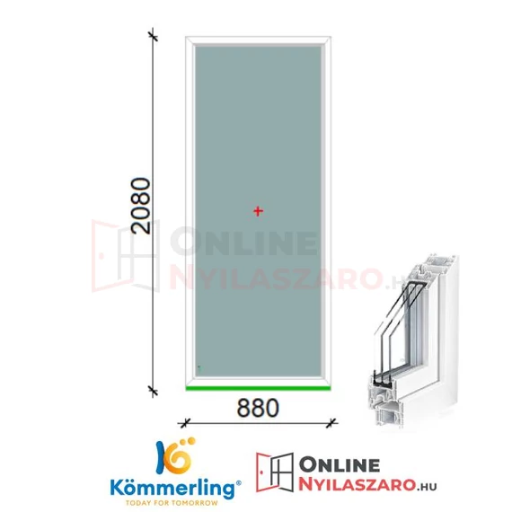 90x210 Cm Fix műanyag ablak 2 rétegű üvegezéssel