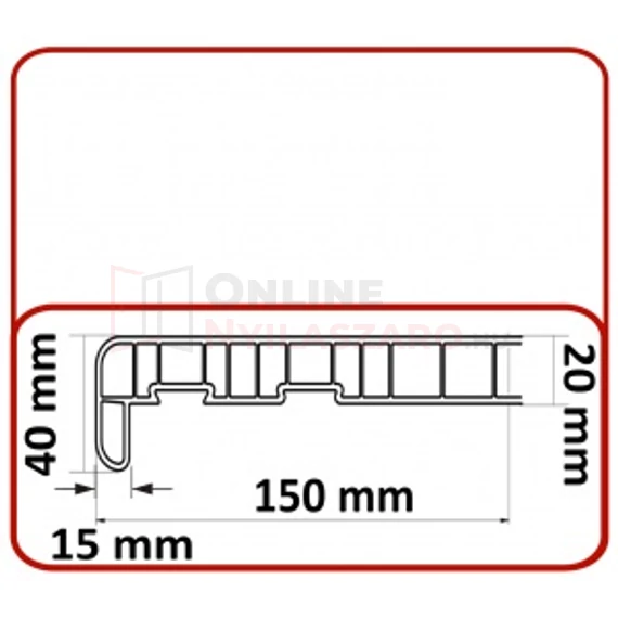 Műanyag párkány kültéri-beltéri használatra 150mm