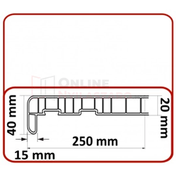 Műanyag párkány kültéri-beltéri használatra 250mm