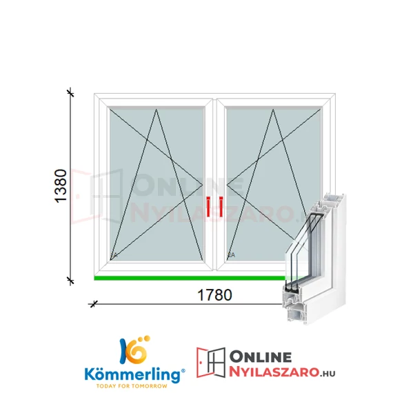 A 180x140 cm tokosztott bukó-nyíló műanyag ablak 3 rétegű üveggel kiváló hő- és hangszigetelést biztosít, energiatakarékos megoldás otthonod számára. A bukó-nyíló funkció rugalmas szellőztetést tesz lehetővé, a tokosztás pedig az esztétikus megjelenést.