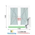 Kép 1/11 - 120x120 Cm Tokosztott Bukó-Nyíló műanyag ablak 2 rétegű üveggel