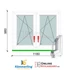 Kép 1/11 - 120x100 Cm Tokosztott Bukó-Nyíló műanyag ablak 2 rétegű üveggel