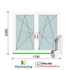 Kép 1/11 - 180x210 Cm Tokosztott Bukó-Nyíló műanyag ablak 2 rétegű üveggel