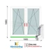 Kép 1/11 - 200x200 Cm Tokosztott Bukó-Nyíló műanyag ablak 2 rétegű üveggel