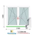 Kép 1/11 - 220x150 Cm Tokosztott Bukó-Nyíló műanyag ablak 2 rétegű üveggel