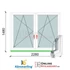 Kép 1/11 - 230x150 Cm Tokosztott Bukó-Nyíló műanyag ablak 2 rétegű üveggel