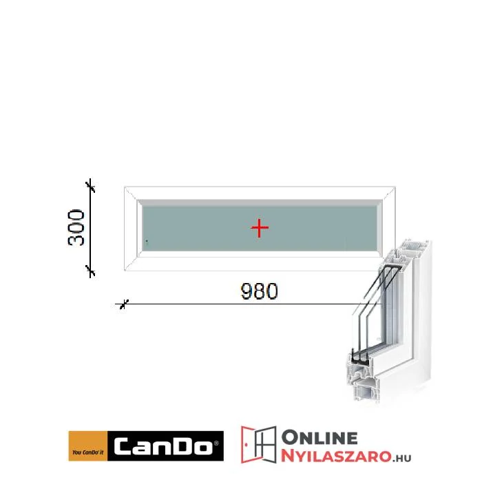 98x30 Cm Fix felülvilágító Cando műanyag ablak átlátszó 2 rétegű üvegezéssel