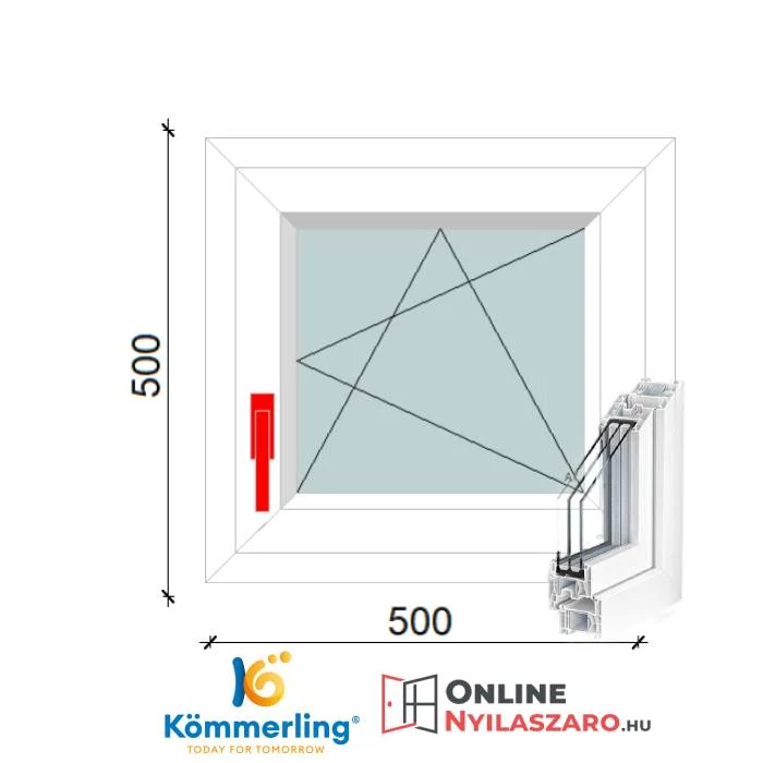 50x50 Cm Bukó-Nyíló műanyag ablak 2 rétegű üveggel