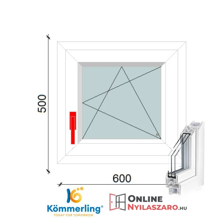 60x50 Cm Bukó-Nyíló műanyag ablak 2 rétegű üveggel