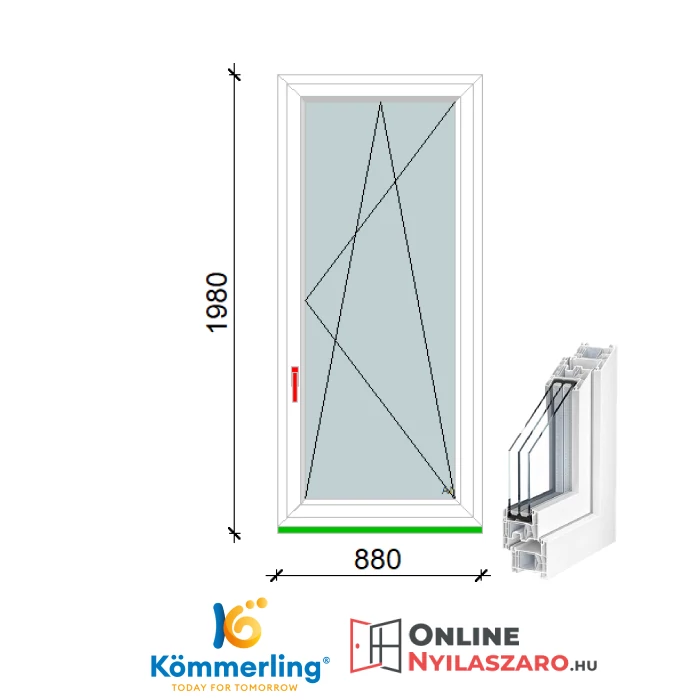90x200 Cm Bukó-Nyíló műanyag ablak 2 rétegű üveggel