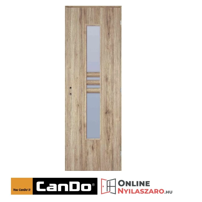 Beltéri ajtó csomós tölgy 90x210cm Nida2 üveges (ajtólap tokkal)