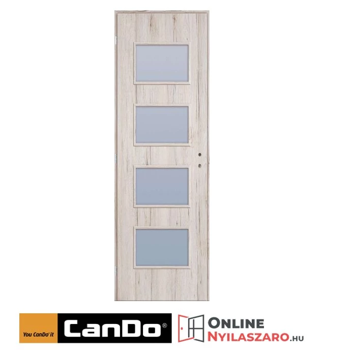 Beltéri ajtó havas tölgy 90x210cm Merano üveges (ajtólap tokkal)