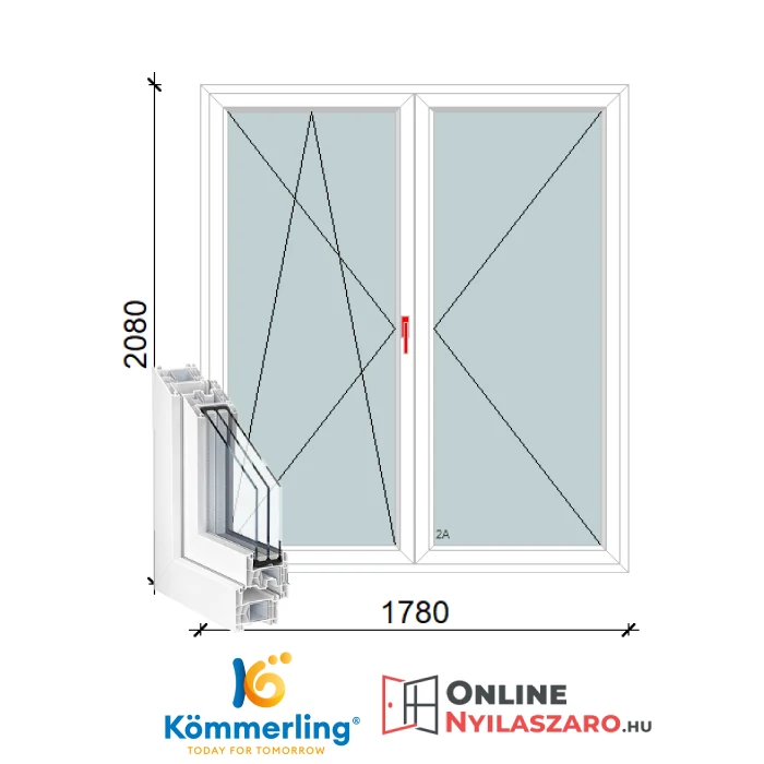 180x210 Cm Váltószárnyas Bukó-Nyíló+Nyíló műanyag erkélyajtó 3 rétegű üveggel