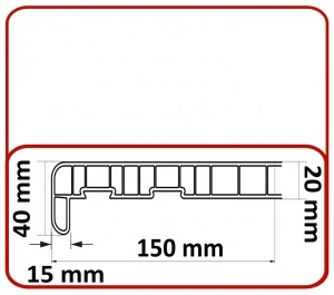 Műanyag párkány kültéri-beltéri használatra 150mm
