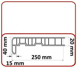 Műanyag párkány kültéri-beltéri használatra 250mm