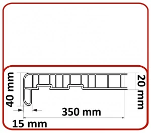 Műanyag párkány kültéri-beltéri használatra 350mm