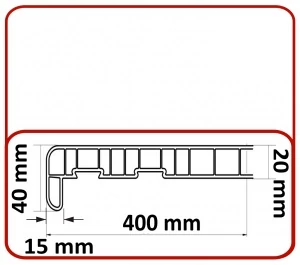 Műanyag párkány kültéri-beltéri használatra 400mm